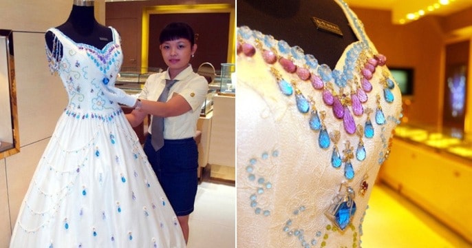 9,999 Carat Gems Wedding Dress – $158,874